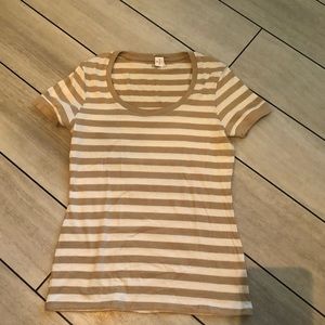 ANA - Tan and white stripped shirt - M